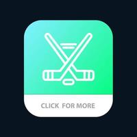 Hokey Ice Sport Sport American Mobile App Button Android and IOS Line Version vector