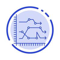 análisis negocio gráfico diagrama gráfico tendencias línea punteada azul icono de línea vector