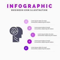 Head Games Mind Target Solid Icon Infographics 5 Steps Presentation Background vector