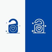 etiqueta amor corazón boda línea y glifo icono sólido bandera azul línea y glifo icono sólido bandera azul vector