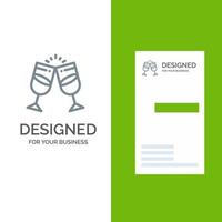 Drink Alcohol Juice Romantic Couple Grey Logo Design and Business Card Template vector