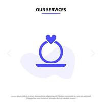 Our Services Ring Heart Proposal Solid Glyph Icon Web card Template vector