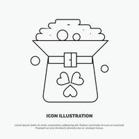 Clover Coin Green Hat In Line Icon Vector