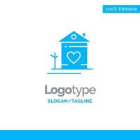 Home House Family Couple Hut Blue Solid Logo Template Place for Tagline vector