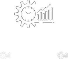 Chart Analytics Graphs Market Schedule Time Trends Bold and thin black line icon set vector