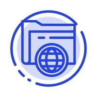 Folder Storage Fie Globe Blue Dotted Line Line Icon vector