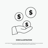 tech Industry Hand Dollar Industry Line Icon Vector