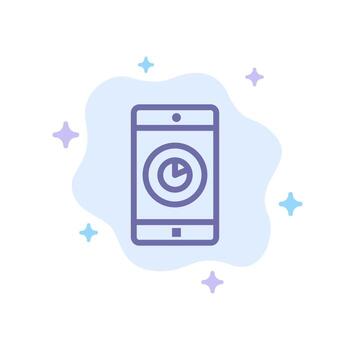 Application Mobile Mobile Application Time Blue Icon on Abstract Cloud Background vector