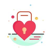 Lock Love Heart Wedding Abstract Flat Color Icon Template vector