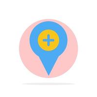 Location Map Navigation Pin Plus Abstract Circle Background Flat color Icon vector