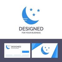 Creative Business Card and Logo template Moon Cloud Weather Vector Illustration