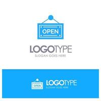 Open Shop Board Blue Logo vector