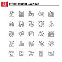 25 International Jazz Day icon set vector background