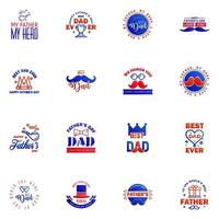 Happy fathers day 16 Blue and red vintage retro type font Illustrator eps10 Editable Vector Design Elements