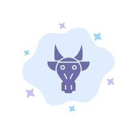 Adornment Animals Bull Indian Skull Blue Icon on Abstract Cloud Background vector