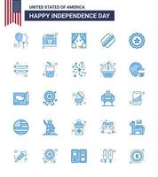 Happy Independence Day 25 Blues Icon Pack for Web and Print drink states entertainment hotdog america Editable USA Day Vector Design Elements