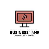 Computer Wifi Service Business Logo Template Flat Color vector