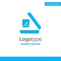 Image Gallery Picture Blue Solid Logo Template Place for Tagline vector