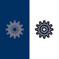 Gear Setting Wheel  Icons Flat and Line Filled Icon Set Vector Blue Background