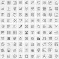 conjunto de 100 iconos de línea de negocios creativos vector