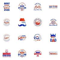 Happy fathers day greeting cards set 16 Blue and red Vector typography lettering Usable for banners print You are the best dad text design Editable Vector Design Elements