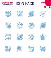 16 Blue viral Virus corona icon pack such as nose drops viral cold virus viral coronavirus 2019nov disease Vector Design Elements