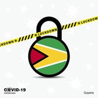 Guyana Lock DOwn Lock Coronavirus pandemic awareness Template COVID19 Lock Down Design vector