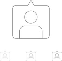 contacto instagram establece conjunto de iconos de línea negra en negrita y delgada vector