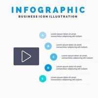 YouTube Paly Video Player Solid Icon Infographics 5 Steps Presentation Background vector