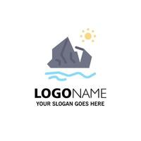 Ecology Environment Ice Iceberg Melting Business Logo Template Flat Color vector