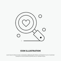 Search Love Heart Wedding Line Icon Vector