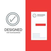Tick Interface User Grey Logo Design and Business Card Template vector