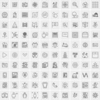 conjunto de 100 iconos de línea de negocios creativos vector