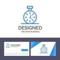 Creative Business Card and Logo template Stopwatch Time Timer Count Vector Illustration