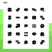 25 conjunto de iconos de chat plantilla de ilustración de vector de icono de glifo sólido para ideas web y móviles para empresa comercial