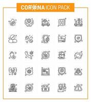 paquete de iconos de coronavirus covid19 de 25 líneas, como transporte emergencia pandemia ambulancia medicina coronavirus viral 2019nov enfermedad vector elementos de diseño