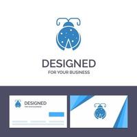 tarjeta de visita creativa y plantilla de logotipo escarabajo insecto mariquita mariquita ilustración vectorial vector