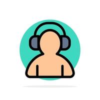 Avatar Support Man Headphone Abstract Circle Background Flat color Icon vector