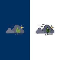 mountain landscape hill nature tree Flat Color Icon Vector