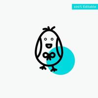 Chicken Easter Baby Happy turquoise highlight circle point Vector icon