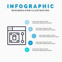 Web Design Designer Tool Line icon with 5 steps presentation infographics Background vector