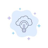 idea bombilla enfoque éxito icono azul sobre fondo de nube abstracta vector