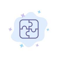 puzzle piezas estrategia trabajo en equipo icono azul sobre fondo de nube abstracta vector