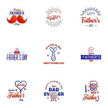 conjunto de elementos de diseño azul y rojo del día 9 del padre elementos de diseño vectorial editables vector