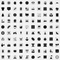 Set of 100 Universal Solid Icons vector