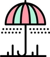 lluvia paraguas clima primavera color plano icono vector icono banner plantilla