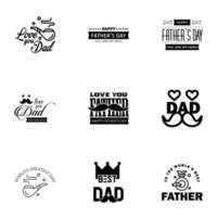 Happy fathers day card 9 Black Set Vector illustration Editable Vector Design Elements