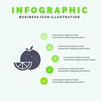 Orange Food Fruit Madrigal Solid Icon Infographics 5 Steps Presentation Background vector