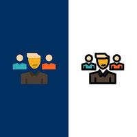 Team User Manager Squad  Icons Flat and Line Filled Icon Set Vector Blue Background