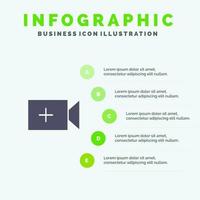 Video Camera Ui Solid Icon Infographics 5 Steps Presentation Background vector